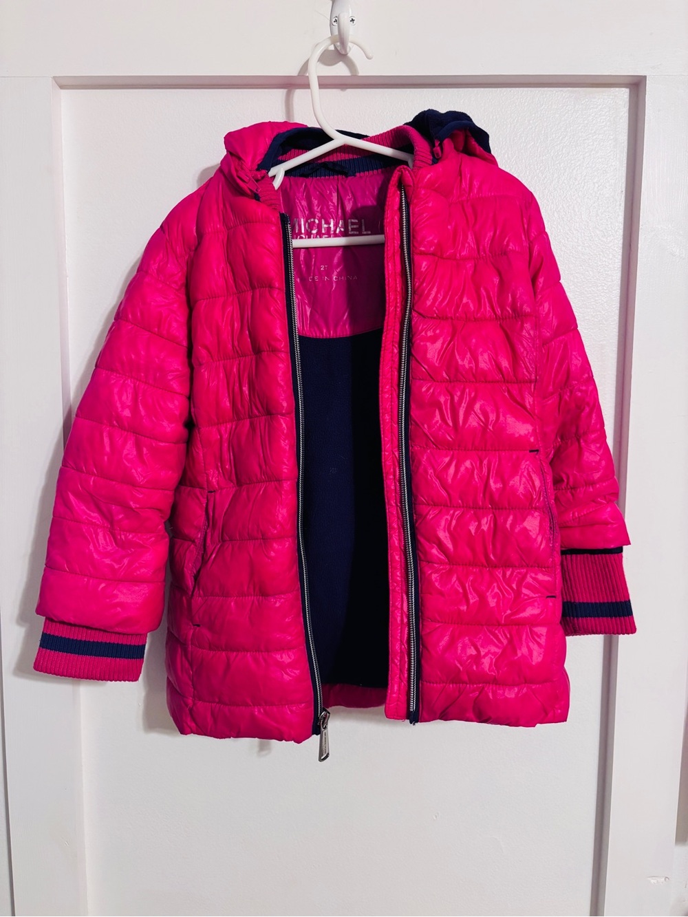 MICHAEL Michael Kors Girls Bright Pink Hooded Puffer Jacket